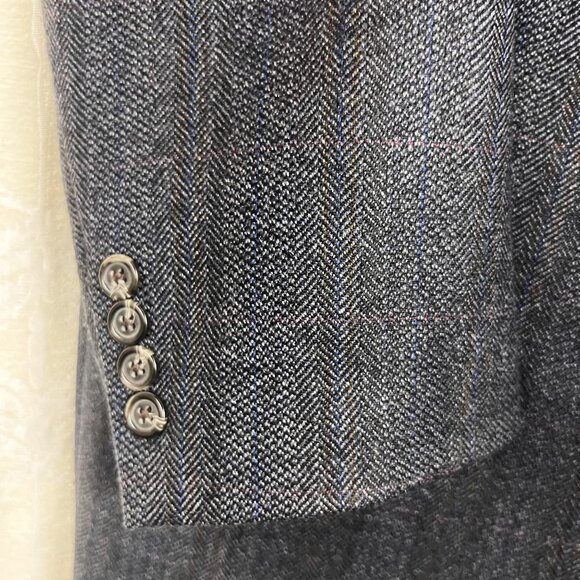 Lauren Ralph Lauren lambs wool blue chevron single-breasted blazer suit jacket - Picture 4 of 13